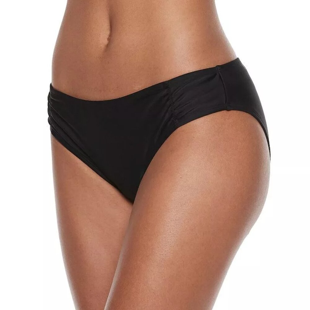 SO Juniors Shirred Mid Rise Bikini Bottoms Size XS 0-1 Black